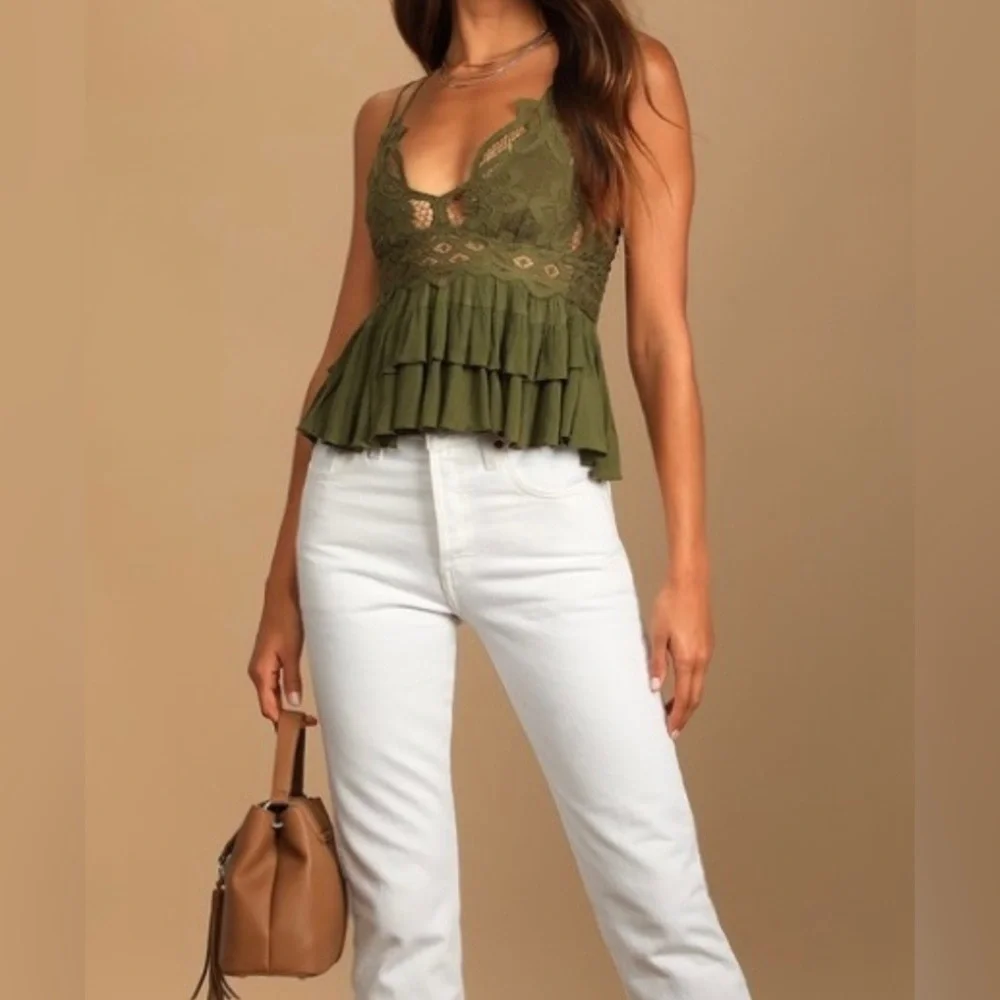 NWT Free People Adela Cami Olive Green